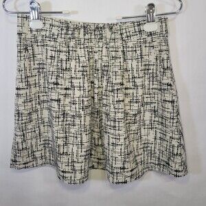 A|X Armani Exchange cream black abstract lined flared skirt size 2 NWOT